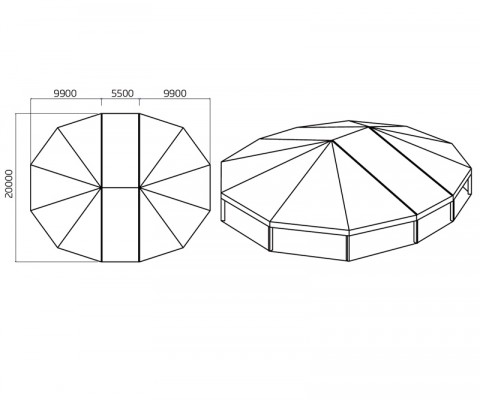 Abside decagonale mt. 20 + modulo tenda 5x20