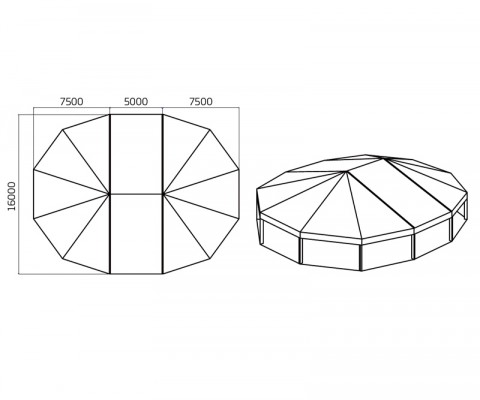 Abside decagonale + modulo tenda 5x15