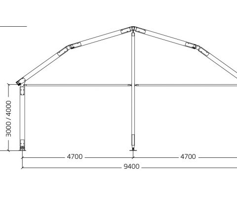 Tenda arco poligonale 9,5/14,5 mt